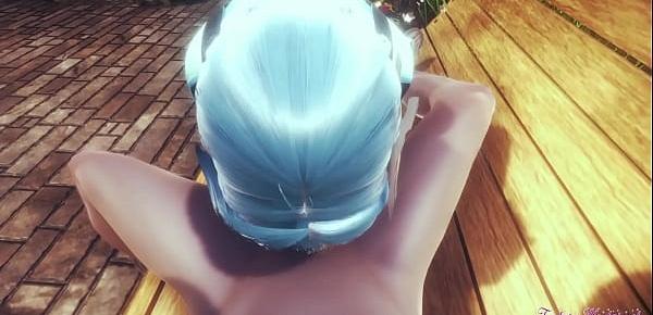 Genshin Impact Hentai 3D - POV Eula handjob, blowjob and cowgirl
